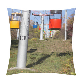 Personality  Cableway Cabins Multicolored Cable Car Cabins, Funicular, Moving Through The Autumn Forest Pillow Covers
