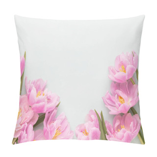 Personality  Pink Tulip Flowers On Pastel Background. Pillow Covers