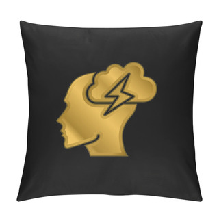 Personality  Brainstorm Gold Plated Metalic Icon Or Logo Vector Pillow Covers