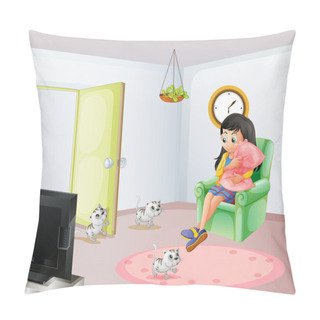 Personality  A Young Girl Inside The Room With Her Pets Pillow Covers