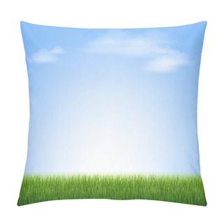 Personality  Green Grass Border With Blue Sky And Cloud Pillow Covers