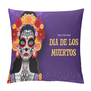 Personality  Day Of The Dead, Dia De Los Muertos 3d With Paper Cut Art Elements Craft Style On Background Pillow Covers