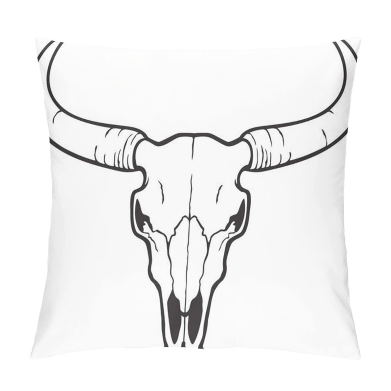 Personality  Bull skull black and white vector illustration pillow covers