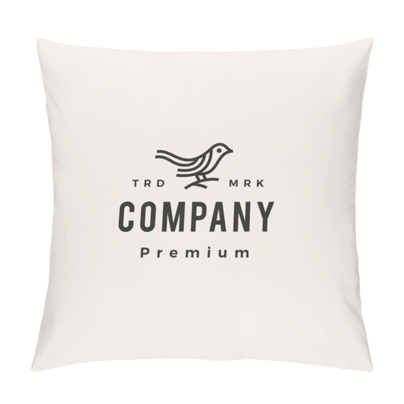 Personality  bird monoline hipster vintage logo vector icon illustration pillow covers