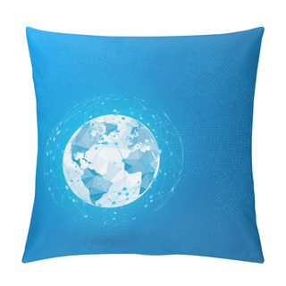 Personality  Global Network. Point Connecting Network. World Map Point And Lines And Triangles. Vector Illustration  Pillow Covers
