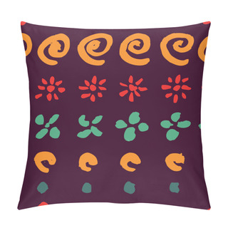 Personality  Seamless Ethnic Pattern With Spirals, Flowers And Dots Pillow Covers