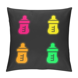 Personality  Baby Bottle Four Color Glowing Neon Vector Icon Pillow Covers