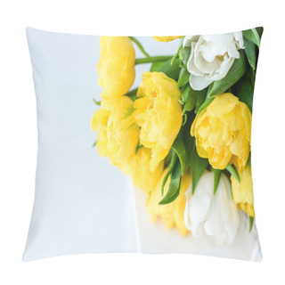 Personality  Bouquet Of Tender Spring Tulip Flowers Gift For 8 March On White Pillow Covers