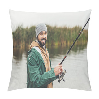 Personality  Man Fishing On Cloudy Day Pillow Covers
