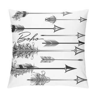 Personality  Collection Of Vector Boho Arrows In Bohemian Swirl Tribal Style Pillow Covers