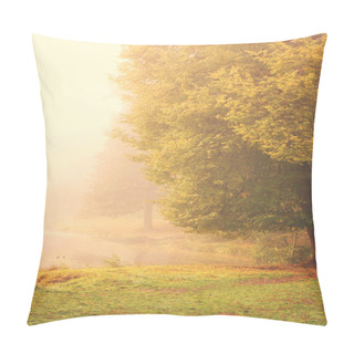 Personality  Dense Fog On The Lake In The Autumn Morning Pillow Covers