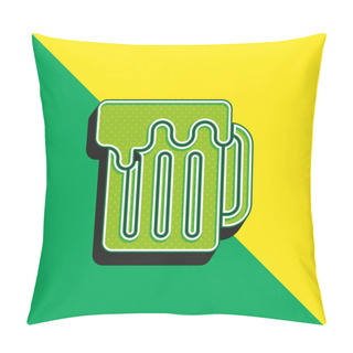 Personality  Beer Green And Yellow Modern 3d Vector Icon Logo Pillow Covers
