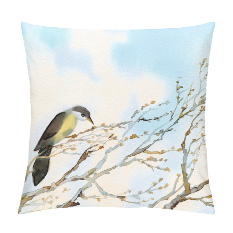 Personality  Watercolor landscape. Old bare tree pillow covers