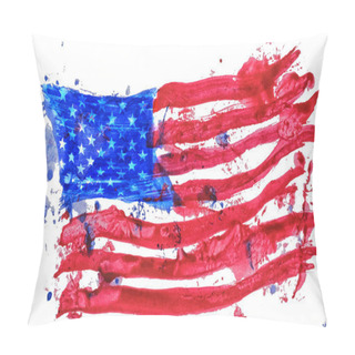 Personality  United States Of America Flag Painted By Hand And Watercolors EPS10 Vector Illustration, Pillow Covers