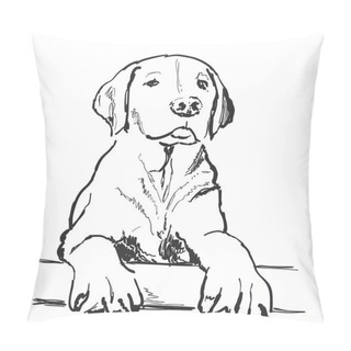 Personality  Sketching Dog Portrait. Pet. Hand Drawn Vector Illustration Pillow Covers