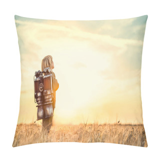 Personality  Boy At Sunset Pillow Covers