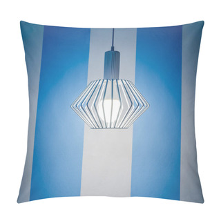 Personality  Vintage Ceiling Lamp On White And Blue Wall Background Pillow Covers