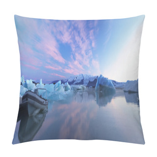 Personality  Ice Glacier Pond With Safety Pond Parked Next To It. Pillow Covers