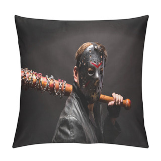 Personality  Bloody Maniac In Hockey Mask With Bat Pillow Covers
