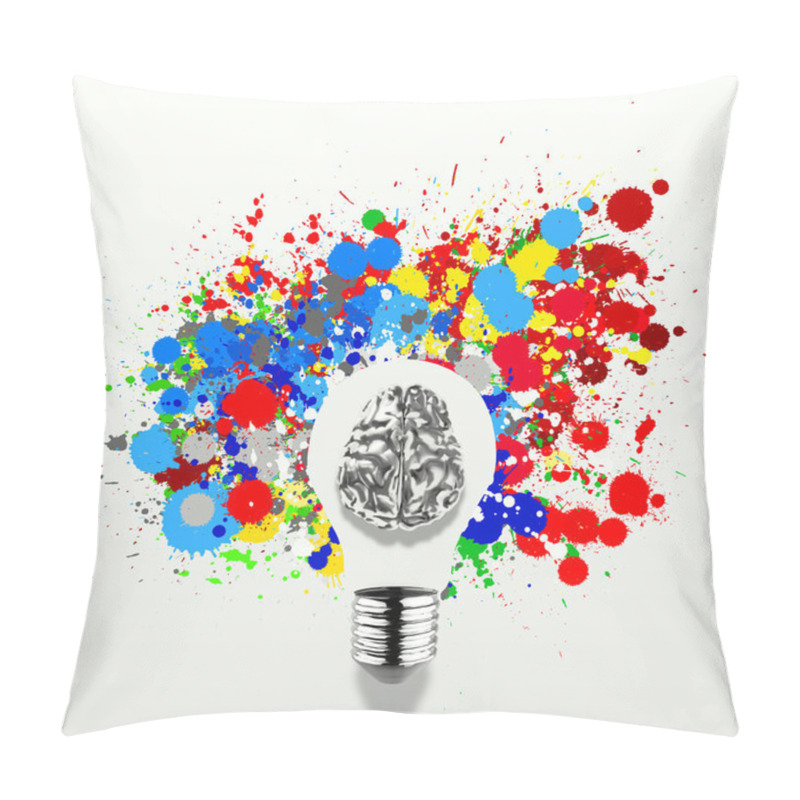 Personality  Creativity 3d Metal Human Brain In Visible Light Bulb With Splas Pillow Covers