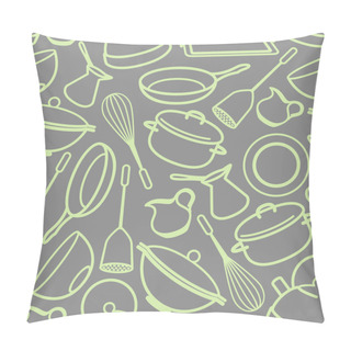Personality  Seamless Background With Kitchen Utensil Pillow Covers