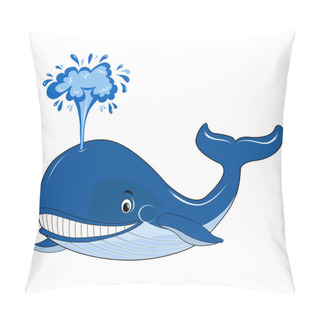 Personality  Blue Whale With A Fountain Of Water. Whale Day. Vector Graphics. Pillow Covers