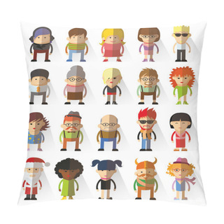 Personality  Character Avatar Icons In Flat Design Pillow Covers