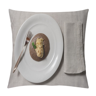 Personality  Baccala Alla Vicentina With Black Polenta Nera Top View Of Vicenza Style Stockfish Pillow Covers