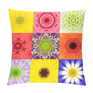 Personality  Collection Set Nine Flower Mandalas Various Colors Kaleidoscope Pillow Covers