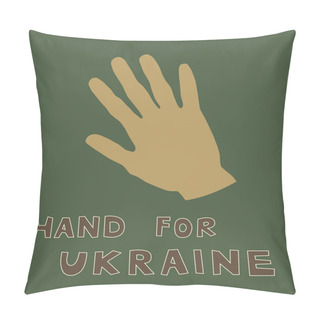 Personality  Illustration Of Handprint Near Hand For Ukraine Lettering On Green Pillow Covers