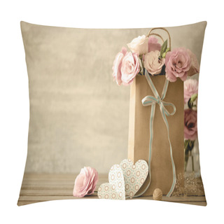 Personality  Love Background With Flowers And Bow Pillow Covers