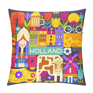 Personality  Illustration Of Holland Symbols Pillow Covers