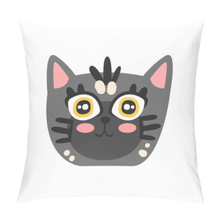 Personality  Cute Grey Kitten Head Pillow Covers