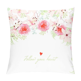 Personality  Wedding Lilies And Rose Flowers Vector Card Pillow Covers