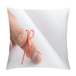 Personality  Cropped View Of Senior Man With Alzheimers Disease String Human Finger Reminder Near Notebook  Pillow Covers