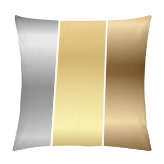 Personality  Four Glossy Metallic Plates On A Textured Backgrounds. Vector Illustration Pillow Covers