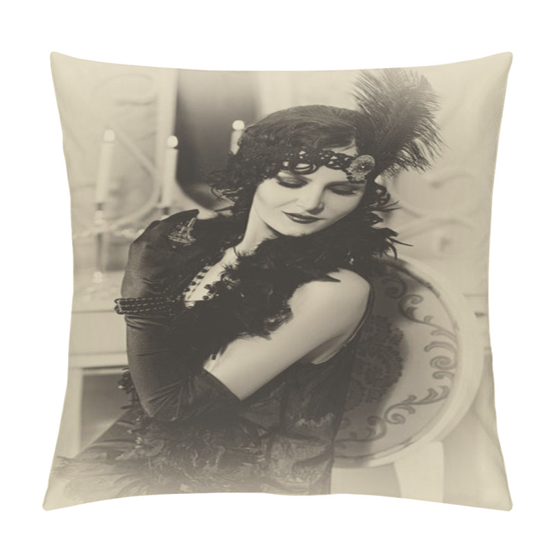 Personality  portrait in retro flapper style pillow covers