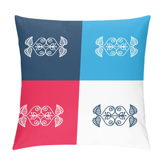 Personality  Beautiful Floral Design Blue And Red Four Color Minimal Icon Set Pillow Covers