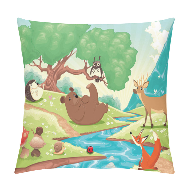 Personality  Animals in the wood. pillow covers
