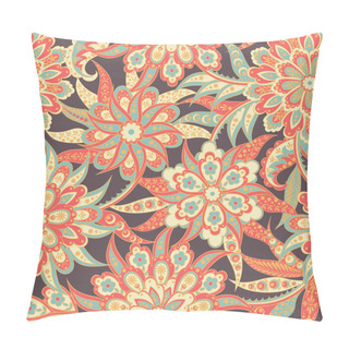 Personality  Vintage Pattern In Indian Batik Style. Floral Vector Background Pillow Covers