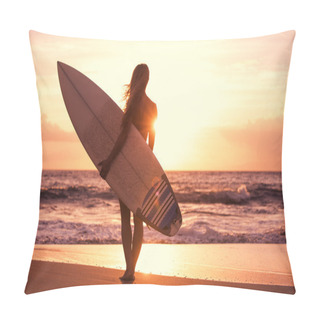 Personality  Silhouette Surfer Girl Pillow Covers