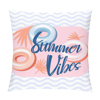 Personality  Summer Vibes Pool Banner Template Design. Pillow Covers