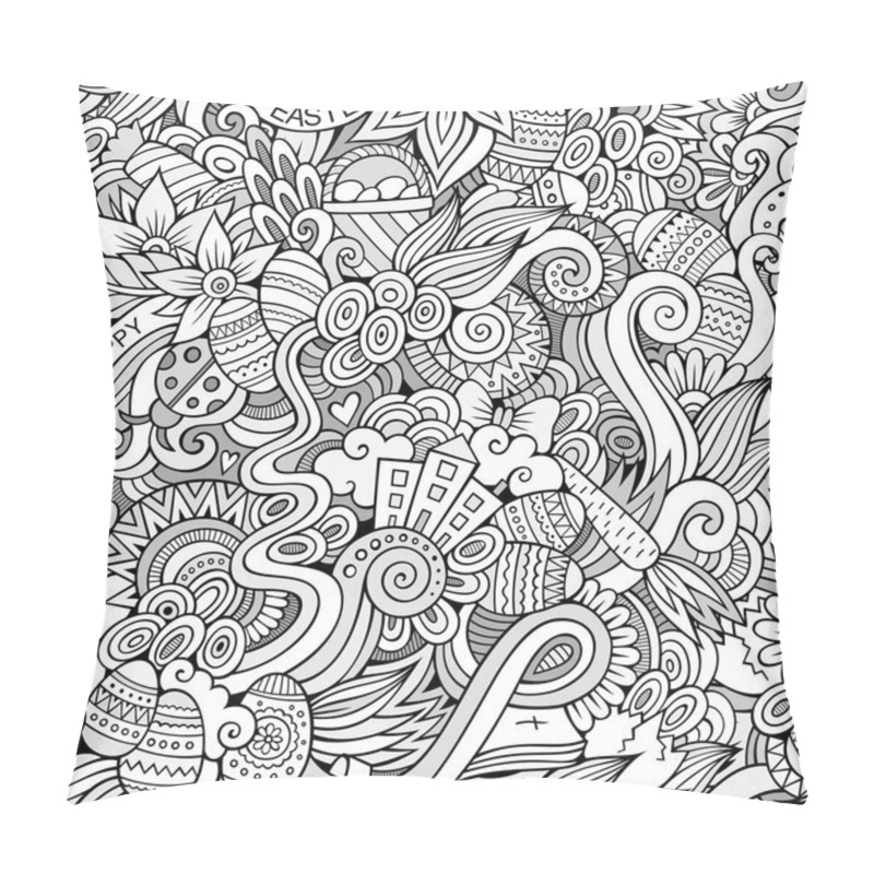 Personality  Easter doodles vector seamless pattern pillow covers