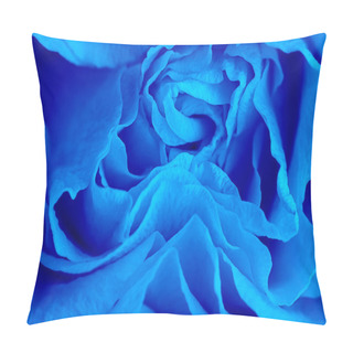 Personality  Close Up View Of A Beautiful Rose With Abstract Curves Of Petals. Macro. Fresh Beautiful Flower As Expression Of Love And Respect For Postcard And Wallpaper. Classic, Blue Monochrome, Trend 2020 Pillow Covers