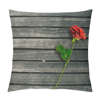 Personality  Red Rose On Dark Wood Background Pillow Covers