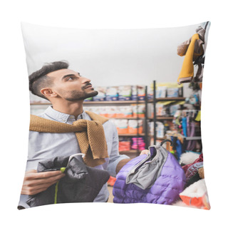 Personality  Arabian Man Holding Animal Jackets In Pet Shop  Pillow Covers