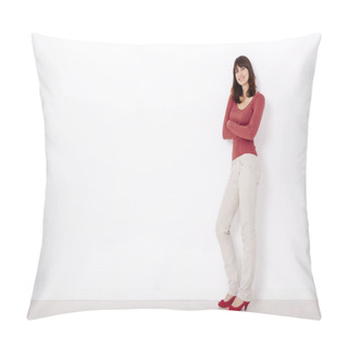 Personality  Woman Against A White Wall Pillow Covers