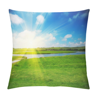 Personality  Sun Rising Above A Field Pillow Covers