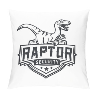 Personality  Raptor Sport Logo Mascot Design. Vintage College Team Coat Of Arms. Military Dino Vector Logotype Template. Airsoft Squad T-shirt Illustration Concept Pillow Covers