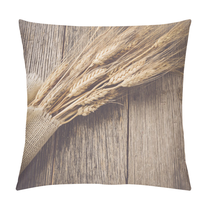 Personality  Wheat Ears over Rustic Wood pillow covers